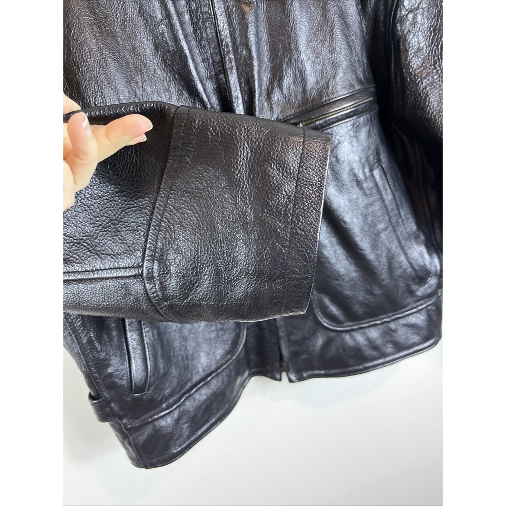 Vera Pelle Italian Della Legge 883 Black Leather Bomber Jacket Coat Mens Size 46 - Picture 8 of 16